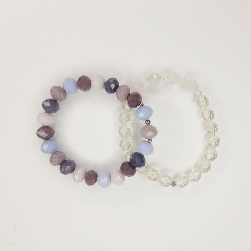 🌼 Pair of bracelets, translucent + purple mix
